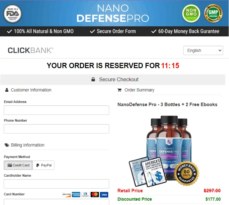 NanoDefense order page